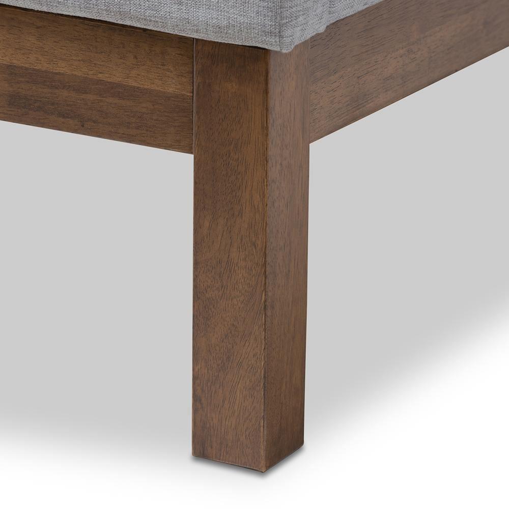 Louvain Modern and Contemporary Greyish Beige Fabric Upholstered Walnut-Finished Twin Sized Platform Bed FredCo