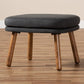 Lovise Mid-Century Modern Dark Grey Fabric Upholstered Walnut Brown Finished Wood Ottoman FredCo
