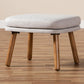 Lovise Mid-Century Modern Greyish Beige Fabric Upholstered Walnut Brown Finished Wood Ottoman FredCo