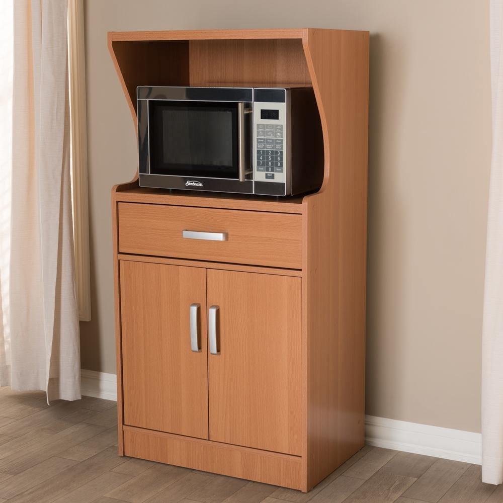 Lowell Modern and Contemporary Brown Wood Finish Kitchen Cabinet FredCo