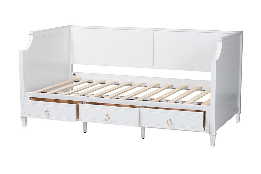 Lowri Classic and Traditional White Finished Wood Twin Size 3-Drawer Daybed FredCo