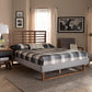 Luciana Modern and Contemporary Light Grey Fabric Upholstered and Ash Walnut Brown Finished Wood King Size Platform Bed FredCo