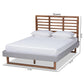 Luciana Modern and Contemporary Light Grey Fabric Upholstered and Ash Walnut Brown Finished Wood King Size Platform Bed FredCo