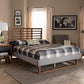 Luciana Modern and Contemporary Light Grey Fabric Upholstered and Ash Walnut Brown Finished Wood Queen Size Platform Bed FredCo