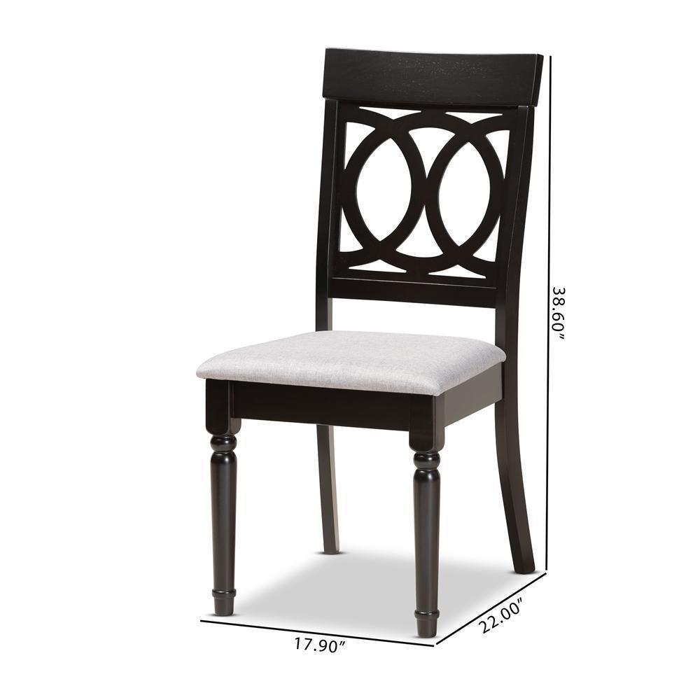 Lucie Modern and Contemporary Grey Fabric Upholstered and Espresso Brown Finished Wood 2-Piece Dining Chair Set FredCo