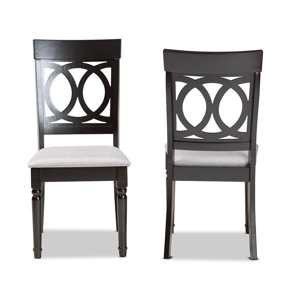 Lucie Modern and Contemporary Grey Fabric Upholstered and Espresso Brown Finished Wood 2-Piece Dining Chair Set FredCo