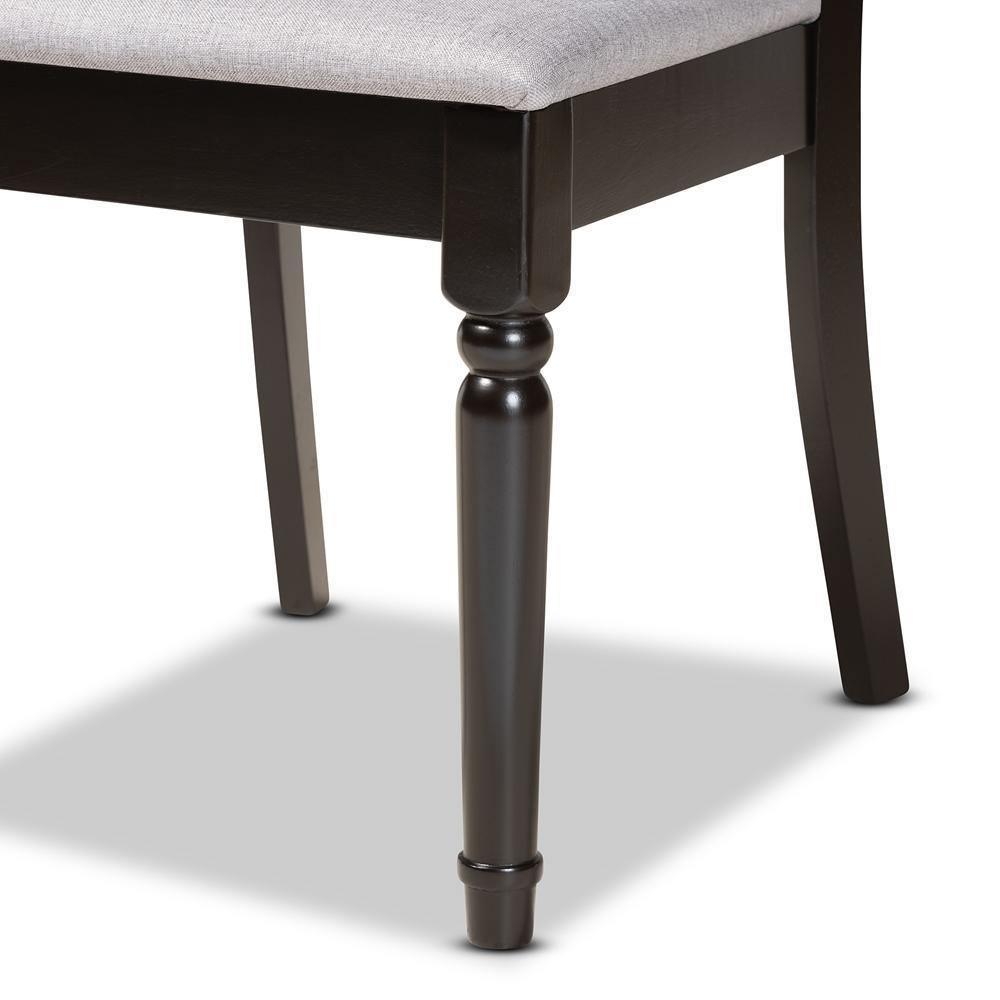 Lucie Modern and Contemporary Grey Fabric Upholstered and Espresso Brown Finished Wood 2-Piece Dining Chair Set FredCo