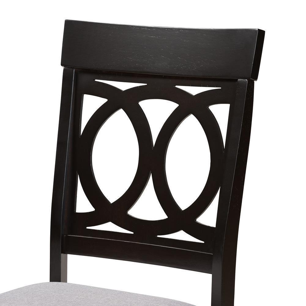 Lucie Modern and Contemporary Grey Fabric Upholstered and Espresso Brown Finished Wood 2-Piece Dining Chair Set FredCo