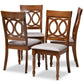 Lucie Modern and Contemporary Grey Fabric Upholstered and Walnut Brown Finished Wood 4-Piece Dining Chair Set FredCo