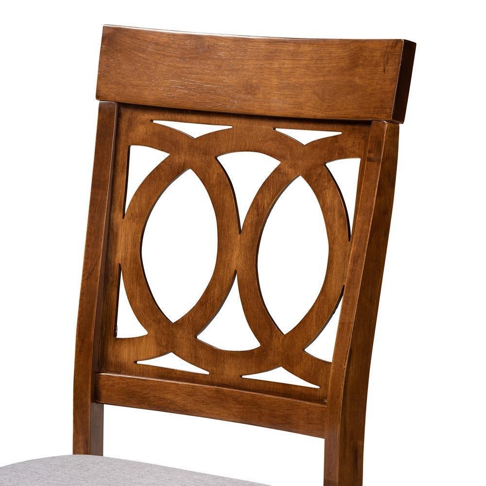 Lucie Modern and Contemporary Grey Fabric Upholstered and Walnut Brown Finished Wood 7-Piece Dining Set FredCo