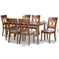 Lucie Modern and Contemporary Grey Fabric Upholstered and Walnut Brown Finished Wood 7-Piece Dining Set FredCo