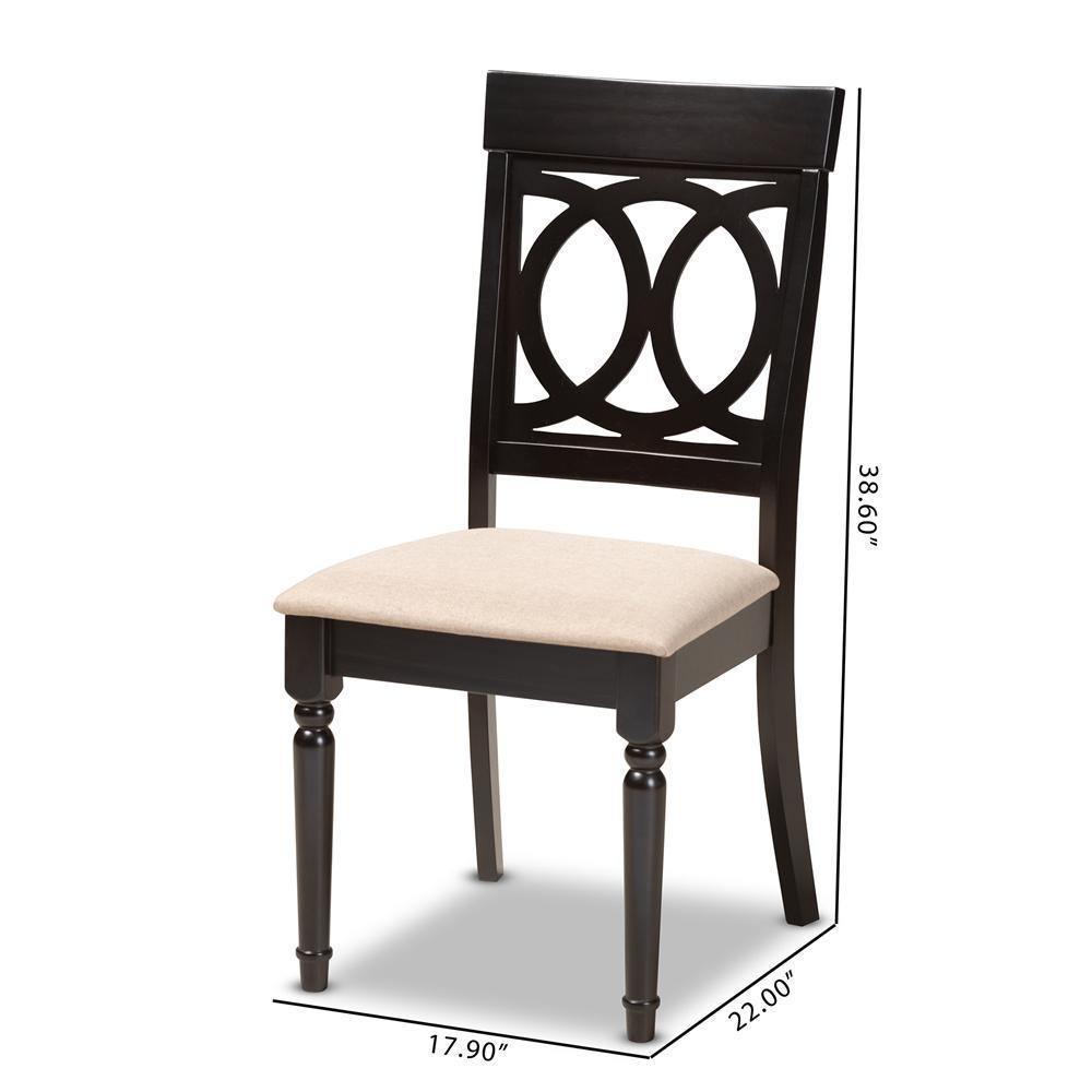 Lucie Modern and Contemporary Sand Fabric Upholstered Espresso Brown Finished Wood Dining Chair (Set of 4) FredCo