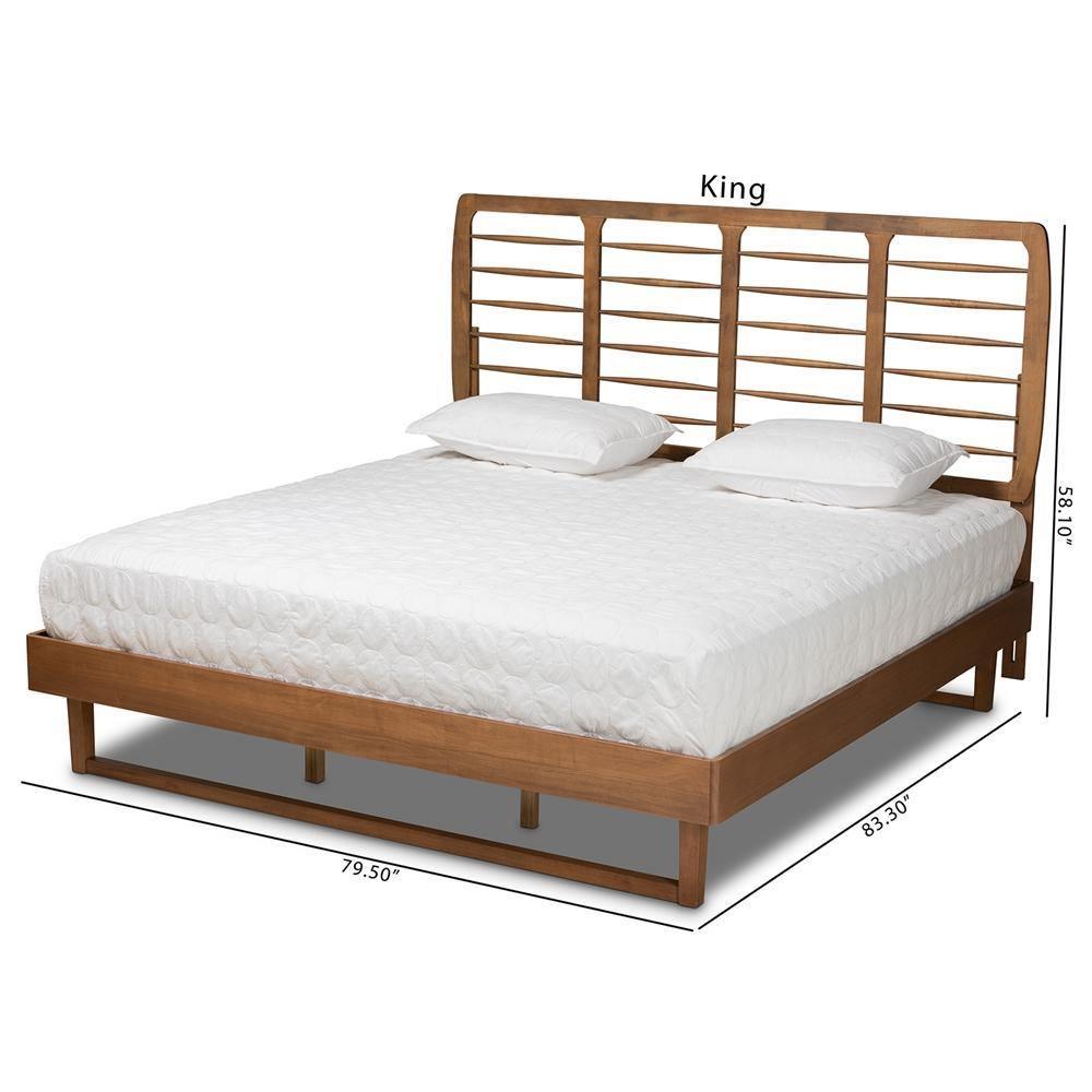 Lucie Modern and Contemporary Walnut Brown Finished Wood King Size Platform Bed FredCo