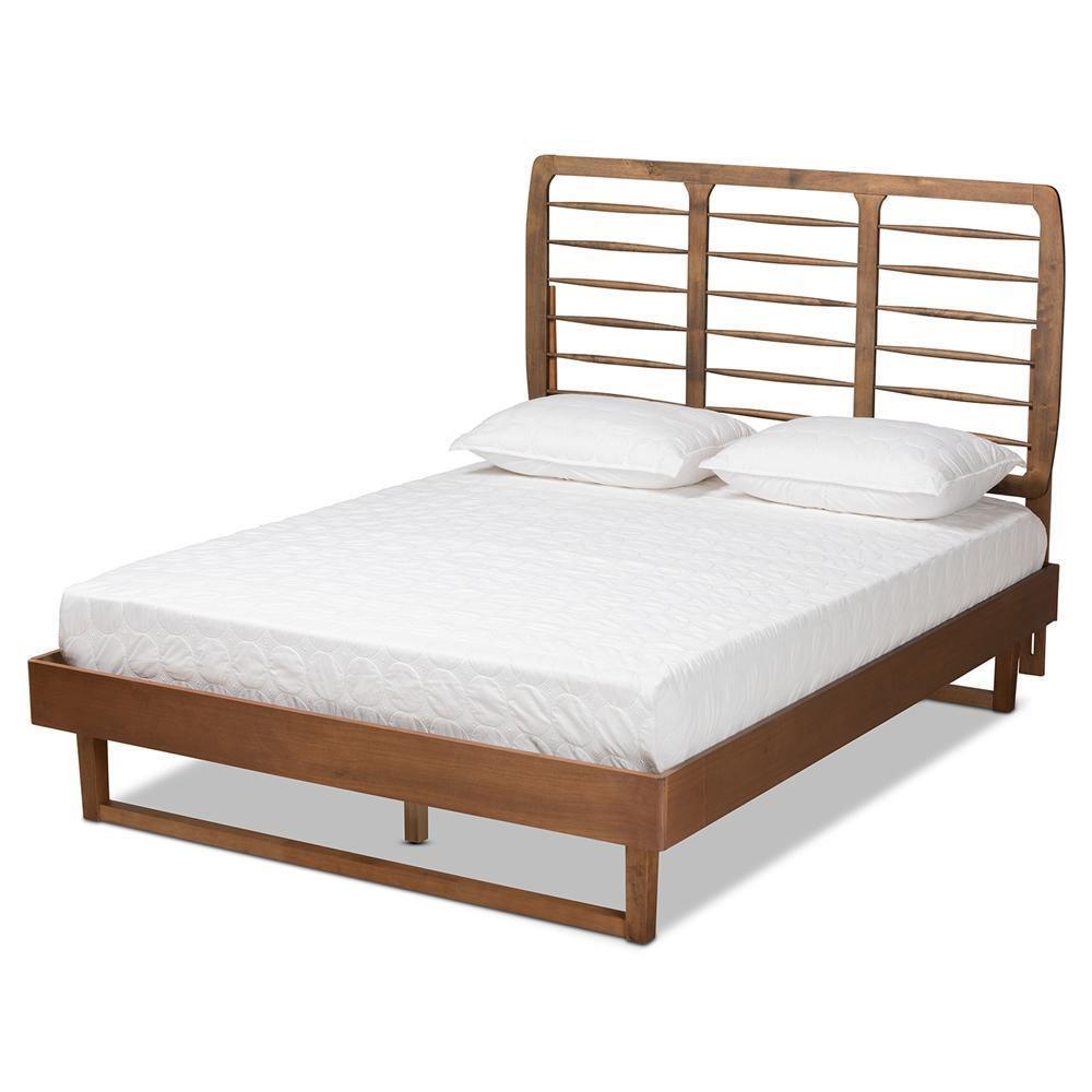 Lucie Modern and Contemporary Walnut Brown Finished Wood Queen Size Platform Bed FredCo