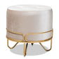 Lucienne Glam and Luxe Beige Velvet Fabric Upholstered Gold Finished Metal Ottoman FredCo
