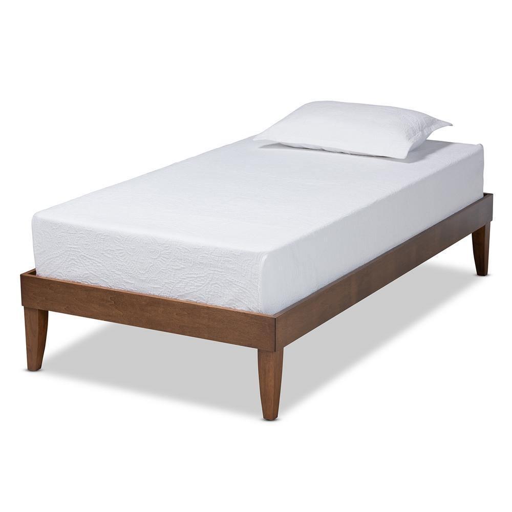 Lucina Mid-Century Modern Walnut Brown Finished Twin Size Platform Bed Frame FredCo