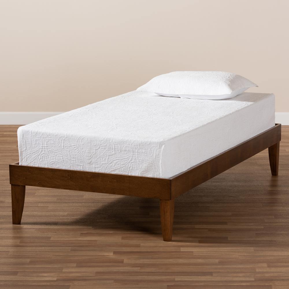 Lucina Mid-Century Modern Walnut Brown Finished Twin Size Platform Bed Frame FredCo