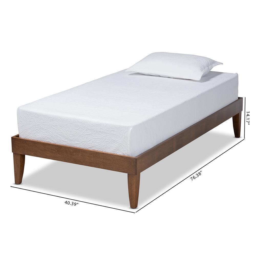 Lucina Mid-Century Modern Walnut Brown Finished Twin Size Platform Bed Frame FredCo