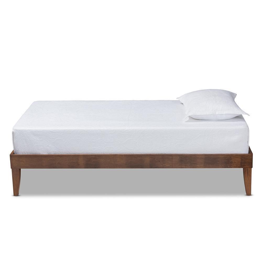 Lucina Mid-Century Modern Walnut Brown Finished Twin Size Platform Bed Frame FredCo