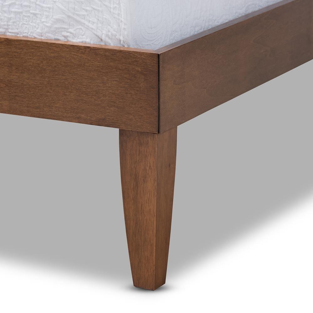 Lucina Mid-Century Modern Walnut Brown Finished Twin Size Platform Bed Frame FredCo