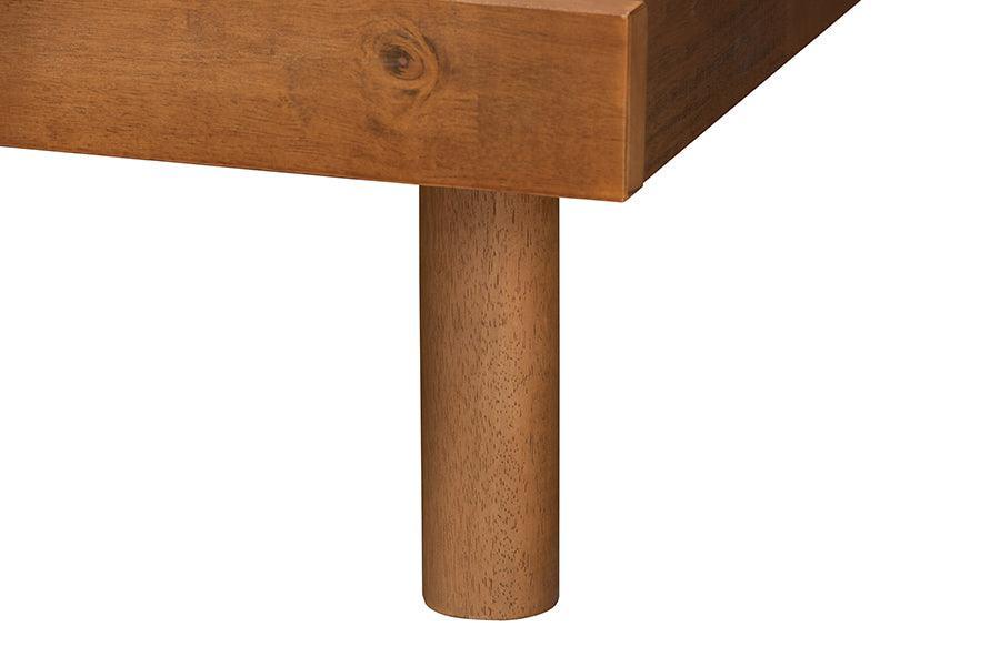 Lucine Mid-Century Modern Ash Walnut Finished Wood Full Size Platform Bed FredCo