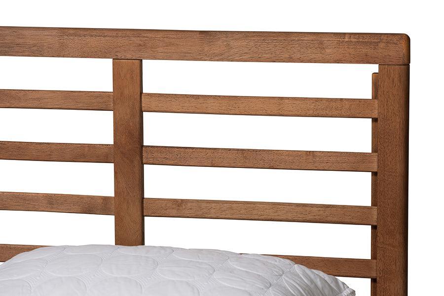 Lucine Mid-Century Modern Ash Walnut Finished Wood Full Size Platform Bed FredCo