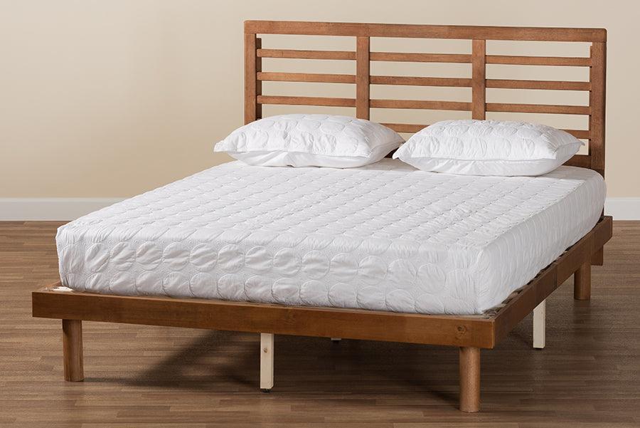 Lucine Mid-Century Modern Ash Walnut Finished Wood Full Size Platform Bed FredCo