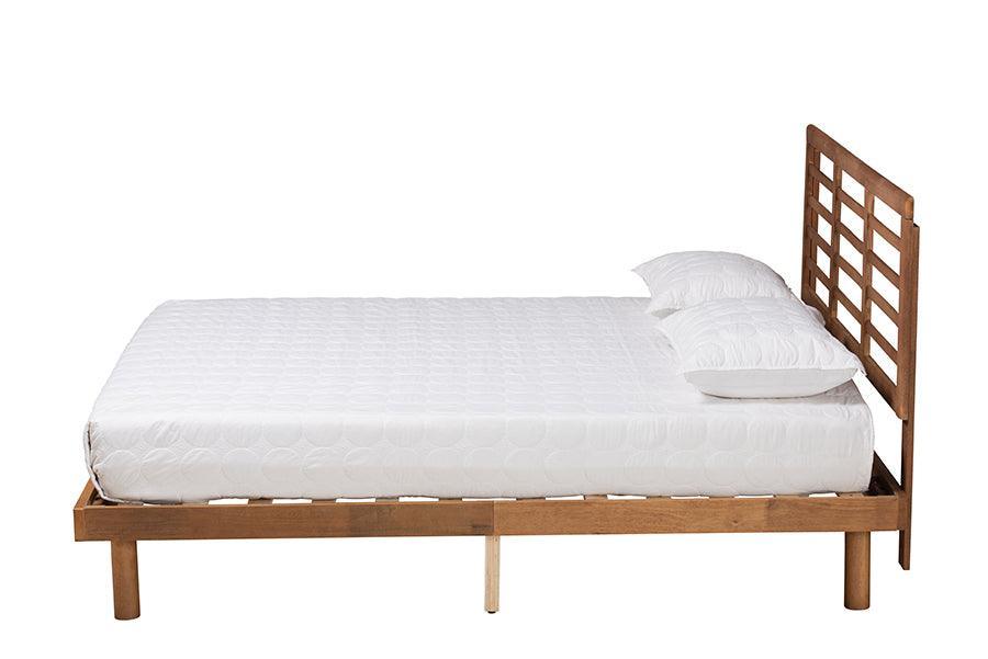 Lucine Mid-Century Modern Ash Walnut Finished Wood Full Size Platform Bed FredCo