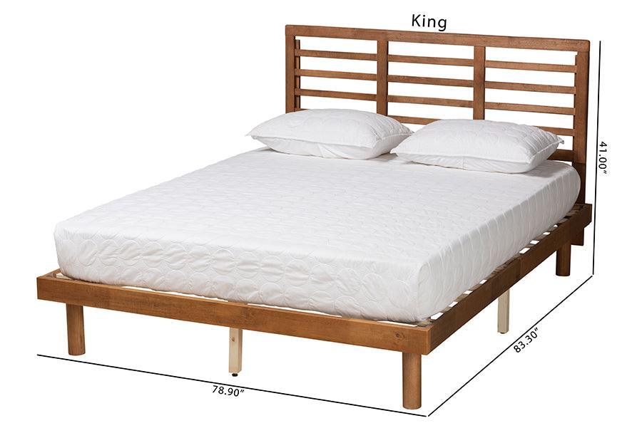 Lucine Mid-Century Modern Ash Walnut Finished Wood King Size Platform Bed FredCo