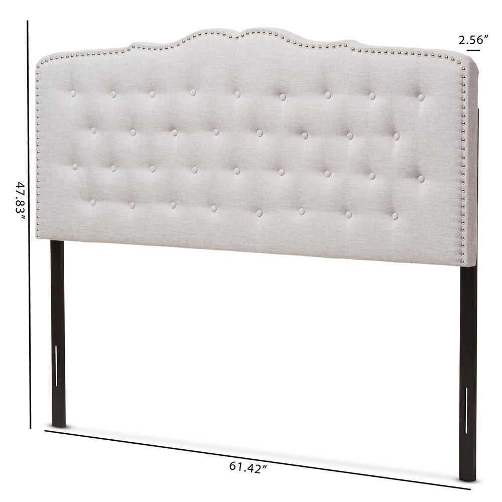 Lucy Modern and Contemporary Greyish Beige Fabric Full Size Headboard FredCo