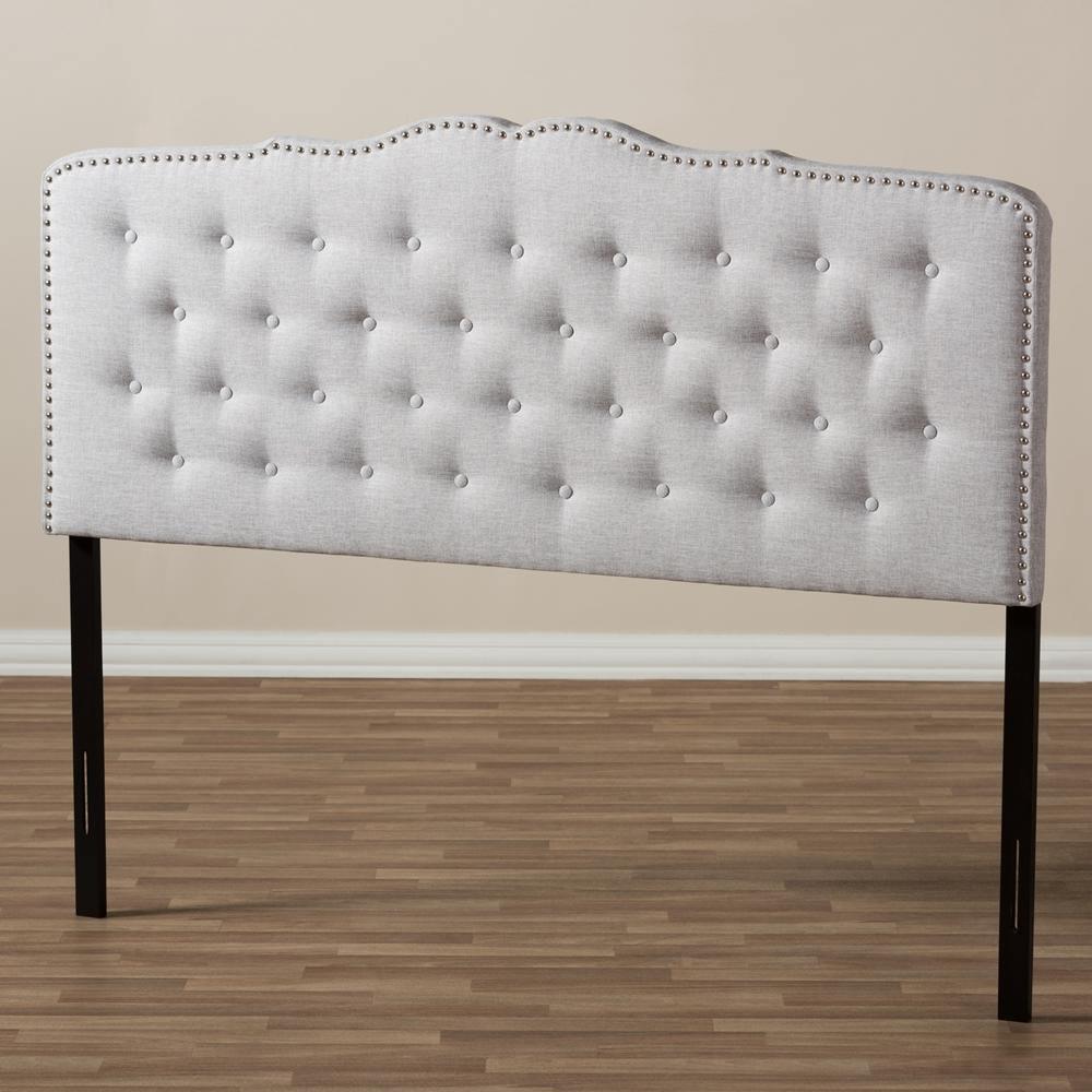 Lucy Modern and Contemporary Greyish Beige Fabric Full Size Headboard FredCo