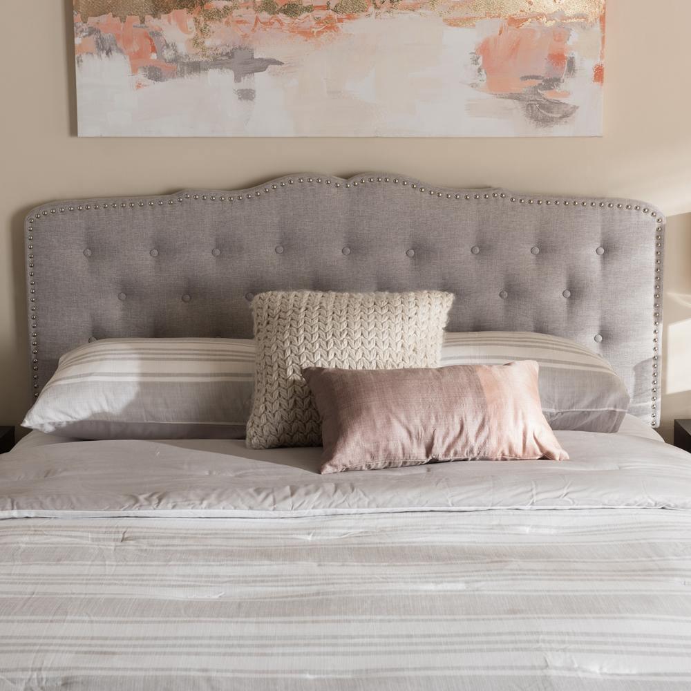 Lucy Modern and Contemporary Greyish Beige Fabric Full Size Headboard FredCo