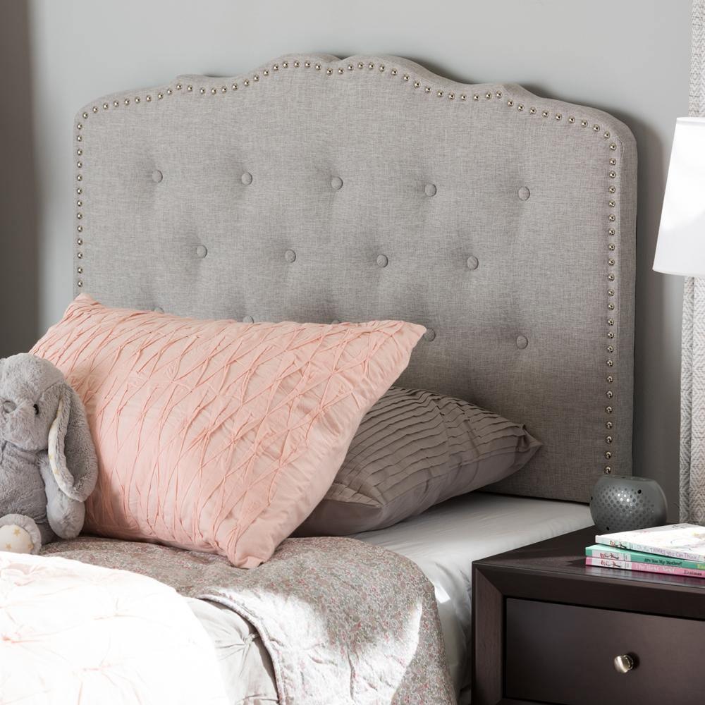 Lucy Modern and Contemporary Greyish Beige Fabric Twin Size Headboard FredCo