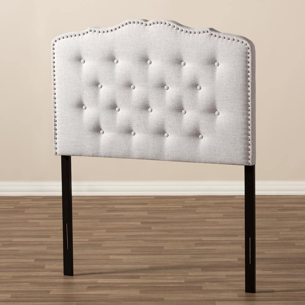 Lucy Modern and Contemporary Greyish Beige Fabric Twin Size Headboard FredCo