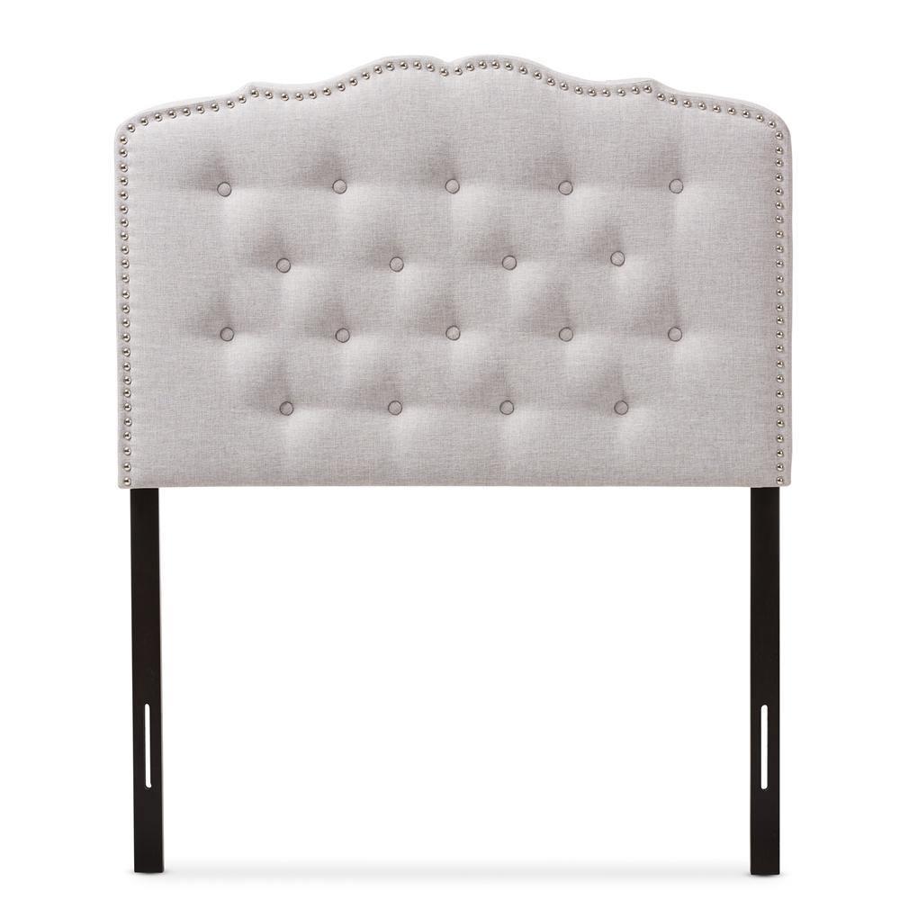 Lucy Modern and Contemporary Greyish Beige Fabric Twin Size Headboard FredCo
