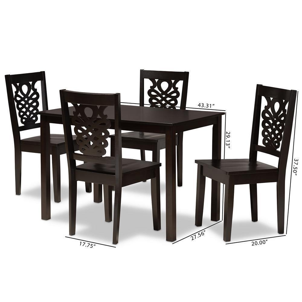 Luisa Modern and Contemporary Transitional Dark Brown Finished Wood 5-Piece Dining Set FredCo
