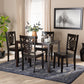 Luisa Modern and Contemporary Transitional Dark Brown Finished Wood 5-Piece Dining Set FredCo