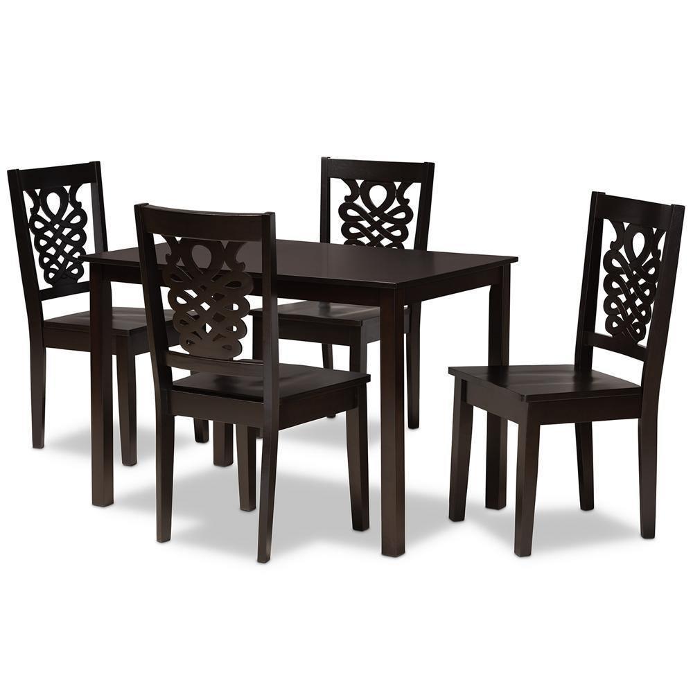 Luisa Modern and Contemporary Transitional Dark Brown Finished Wood 5-Piece Dining Set FredCo