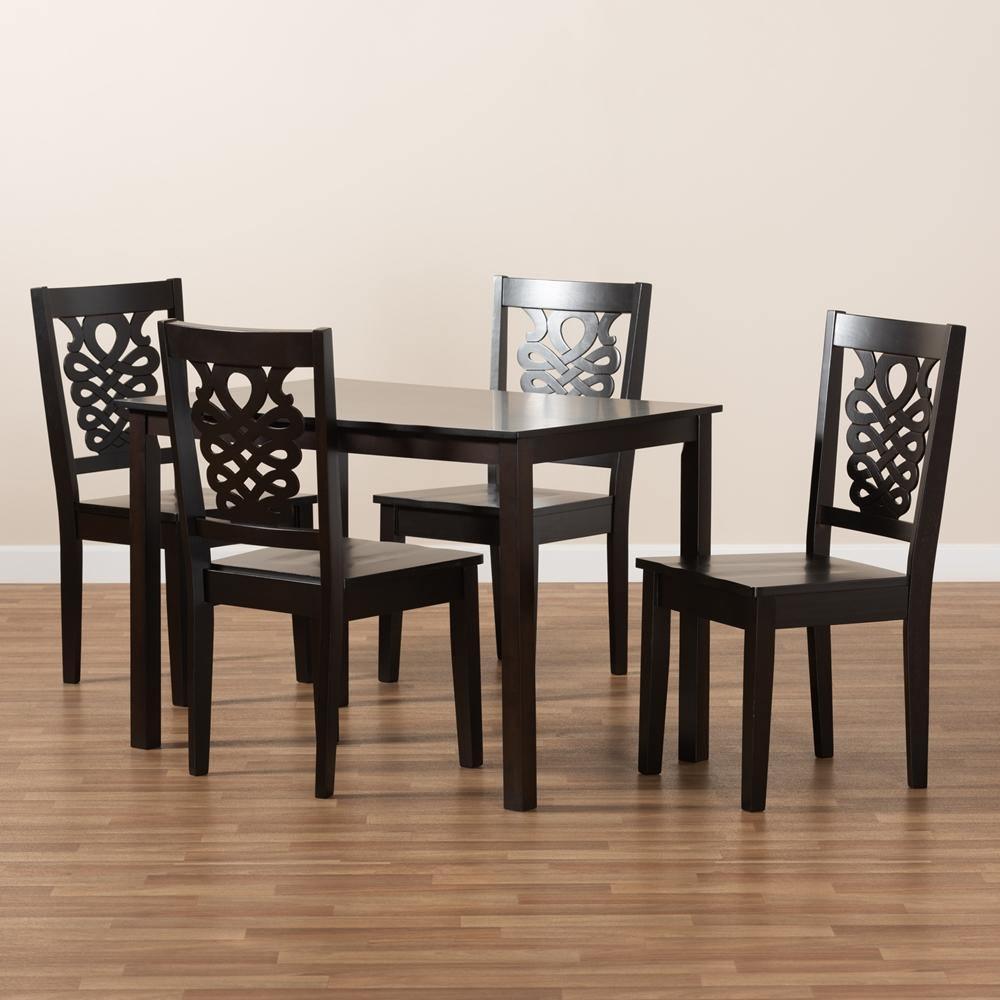 Luisa Modern and Contemporary Transitional Dark Brown Finished Wood 5-Piece Dining Set FredCo
