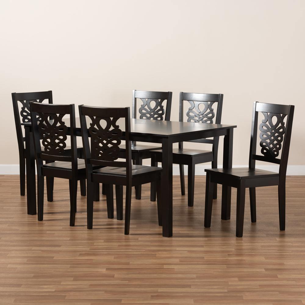 Luisa Modern and Contemporary Transitional Dark Brown Finished Wood 7-Piece Dining Set FredCo