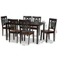 Luisa Modern and Contemporary Two-Tone Dark Brown and Walnut Brown Finished Wood 7-Piece Dining Set FredCo