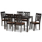 Luisa Modern and Contemporary Two-Tone Dark Brown and Walnut Brown Finished Wood 7-Piece Dining Set FredCo