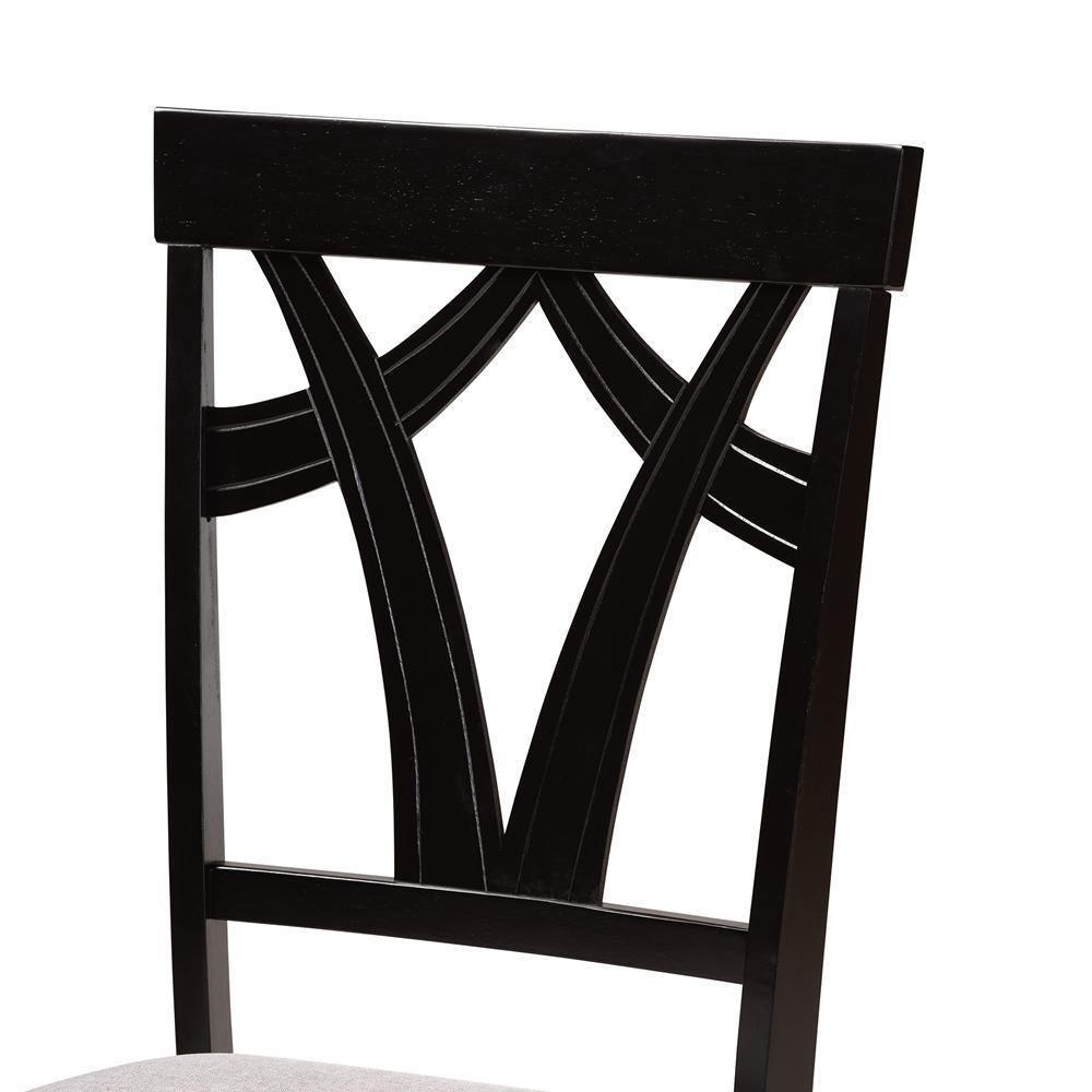 Luise Modern and Contemporary Grey Fabric Upholstered and Dark Brown Finished Wood 5-Piece Dining Set FredCo