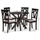 Luise Modern and Contemporary Grey Fabric Upholstered and Dark Brown Finished Wood 5-Piece Dining Set FredCo