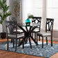 Luise Modern and Contemporary Grey Fabric Upholstered and Dark Brown Finished Wood 5-Piece Dining Set FredCo
