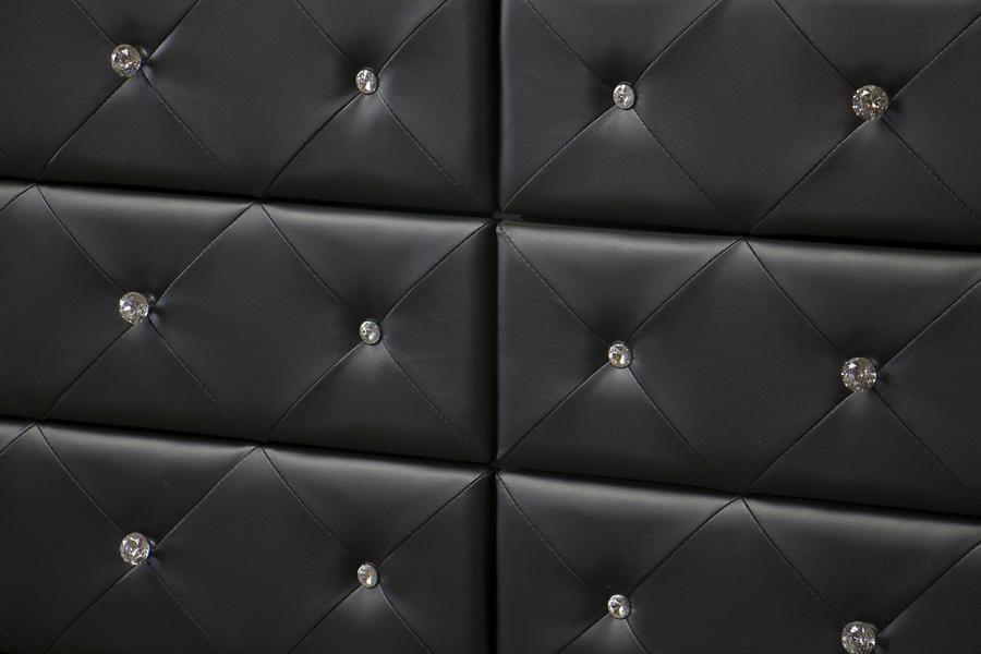 baxton studio luminescence black faux leather upholstered dresser Luminescence Black Faux Leather Upholstered Dresser