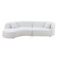 Luxury Modern Style Curved Sofa with Chaise 2-Piece Set, Boucle Couch, White FredCo
