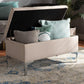 Mabel Modern and Contemporary Transitional Beige Fabric Upholstered and Silver Finished Metal Storage Ottoman FredCo