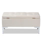 Mabel Modern and Contemporary Transitional Beige Velvet Fabric Upholstered Silver Finished Storage Ottoman FredCo