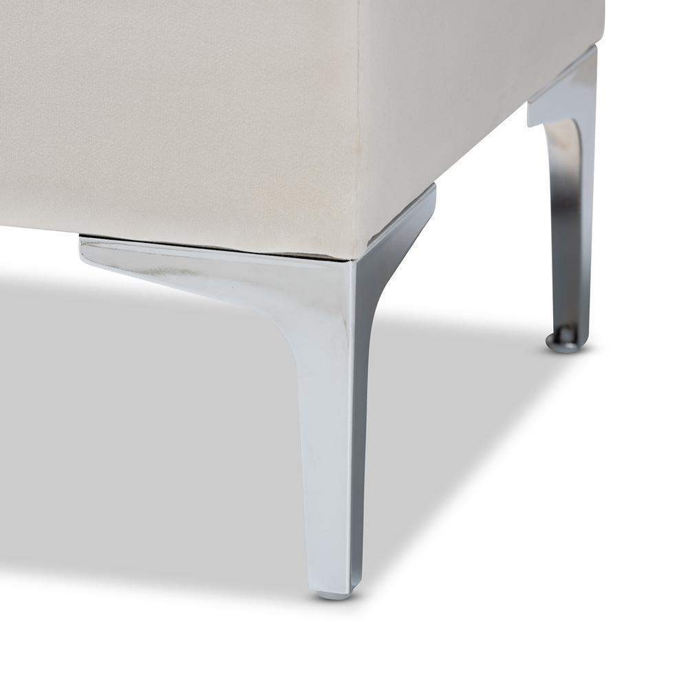 Mabel Modern and Contemporary Transitional Beige Velvet Fabric Upholstered Silver Finished Storage Ottoman FredCo